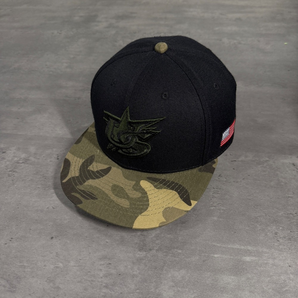 Baseballism Snapback Hat Black Camo USA Logo American Flag Flat Brim Cap ARMY
